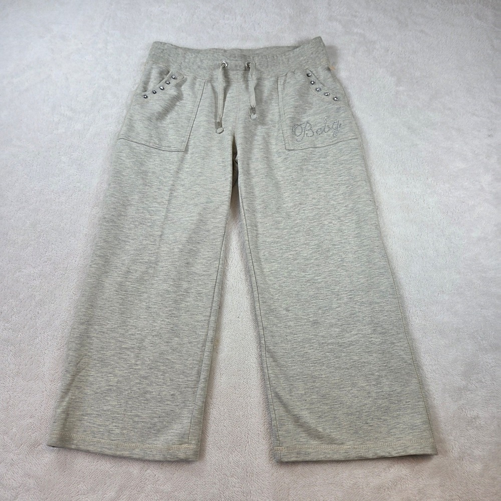 BCBGMAXAZRIA Womens Rhinestone Baby Lounge Pants Heather Oatmeal BC31576CP M NEW